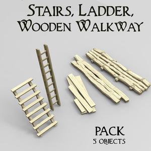 Stairs, Ladder, Wooden Walkway