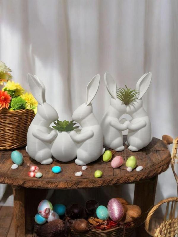 Bunny Couple Vase: Adorable Easter Gift