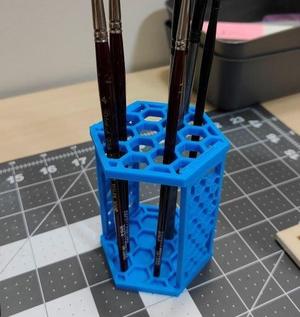 Hexagonal Paint Brush Stand