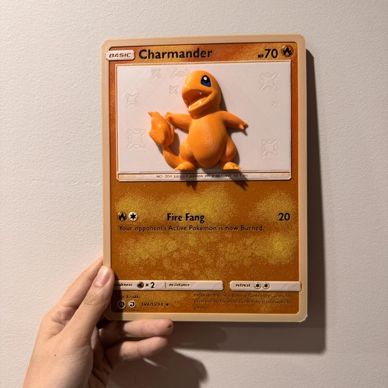 Oversized Charmander Pokemon Card - Hueforge Hybrid