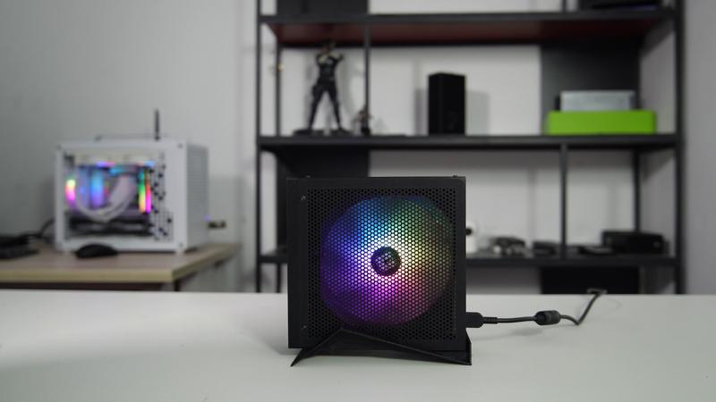 Custom 3D model case for Lenovo Tiny 5 M720q for accommodating a 140mm fan