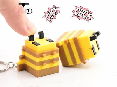 Cutie3D Blocky Bee Keycap Fidget Clicker Keychain - Cute Backpack Keychain