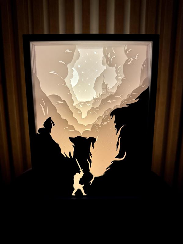 Fantasy Dragon Nightsky Shadow Box 3d Lamp