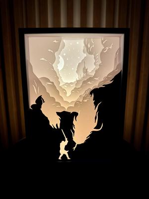 Fantasy Dragon Nightsky Shadow Box 3d Lamp