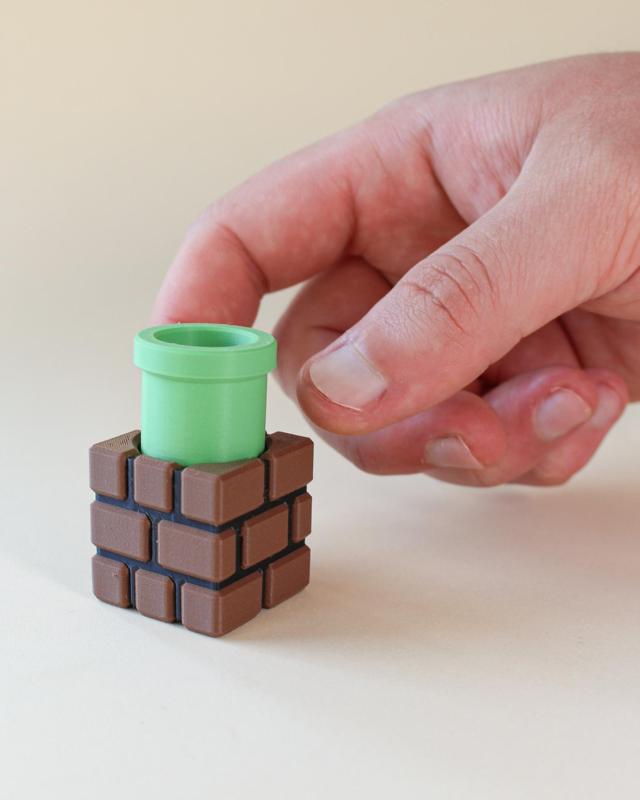 Brick Pipe Fidget Clicker Keychain