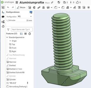 Hammerschraube für Nut 6mm M5 x 10 / 12 / 15 / 20 / 25 / 30 mm | Hammer Screw For Slot 6mm M5 x 10 / 12 / 15 / 20 / 25 / 30 mm