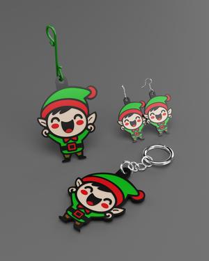 Happy Little Elf Christmas Ornament, Keychain and Earrings