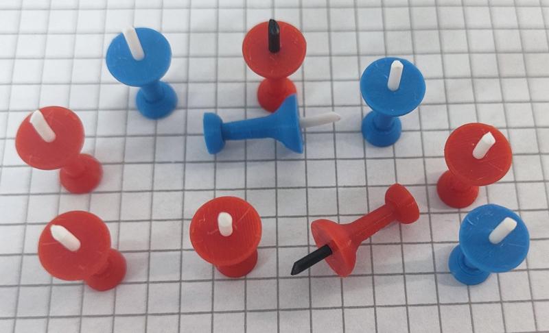 Thumbtack / Pushpin with filament insert as pin