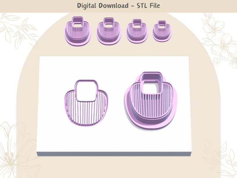 Abstract Earrings Shape 01 Clay Cutter for Polymer Clay | Digital STL File | Clay Tools | 4 Sizes Su
