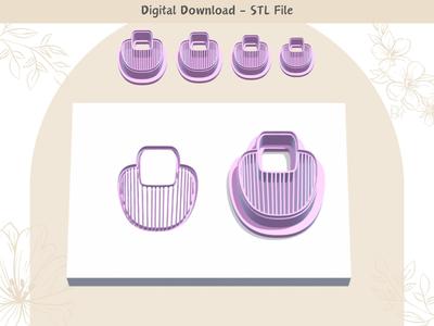 Abstract Earrings Shape 01 Clay Cutter for Polymer Clay | Digital STL File | Clay Tools | 4 Sizes Su