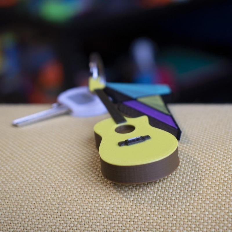 Multi-Color Guitar Keychain