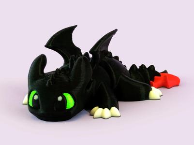 Tiny Articulated Dragon Toothless Night Fury Flexi