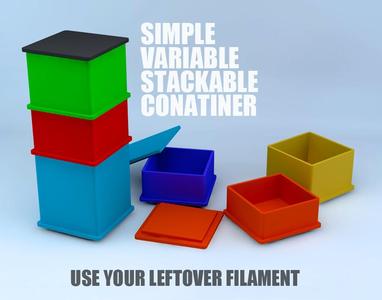 Use leftover filament to make this Variable Height Stackable Storage
