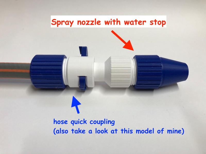 Spray nozzle with water stop