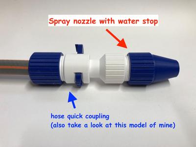 Spray nozzle with water stop