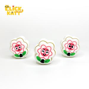White Flowers - Clicker Fidget Toy Keychain