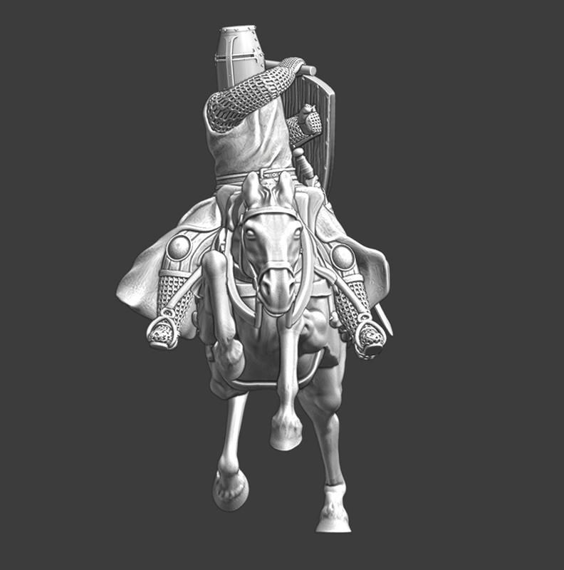 Medieval knight swing his mace