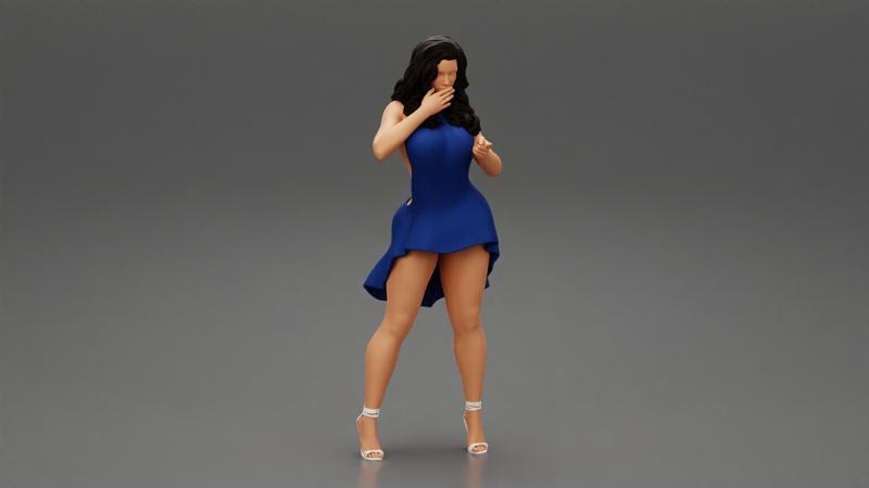Sexy girl in fashion dress with long hair