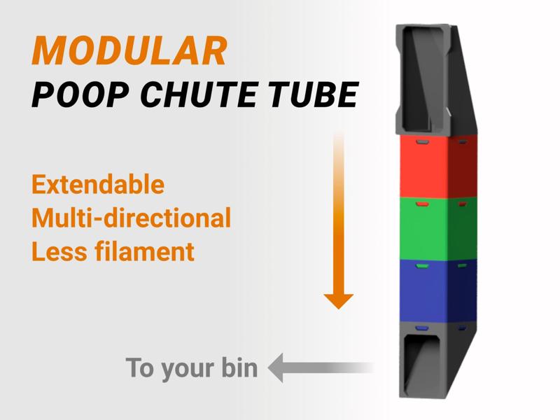 Modular Poop Purge Waste Chute for X1, P1S & P1P