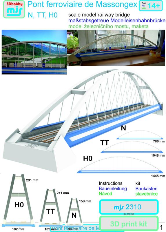 MJS2310-TT PONT FERROVIAIRE DE MASSONGEX -Railway Bridge 3Dprint