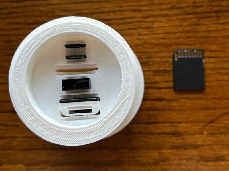 Cylindrical SD card holder