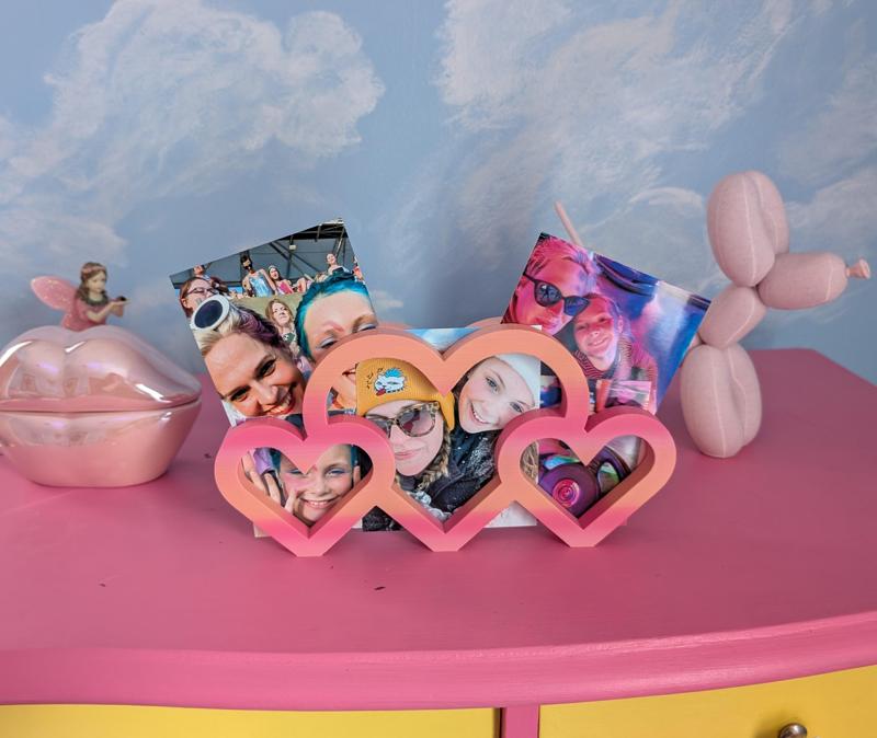 I Love You More - Triple Heart Photo Frame