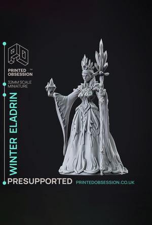 Winter Eladrin - Faywild Vs Shadowfell 2 - PRESUPPORTED - Illustrated and Stats - 32mm scale			