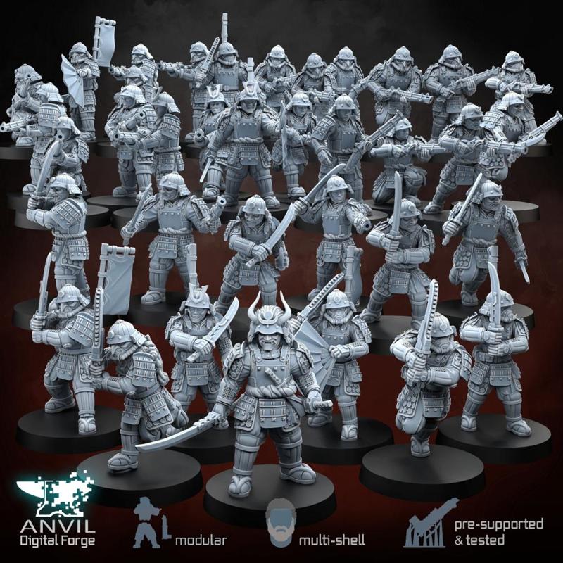 Samurai - Historic Medieval & Dieselpunk - Modular Infantry for Skirmish Tabletop Wargames