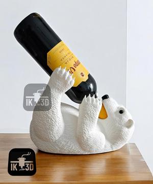 Polar Bear Wine Bottle Holder / No Supports / Multiparts / Multicolor