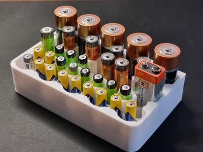 Skadis AA/AAA/Typ C/9V Battery Holder / Organizer