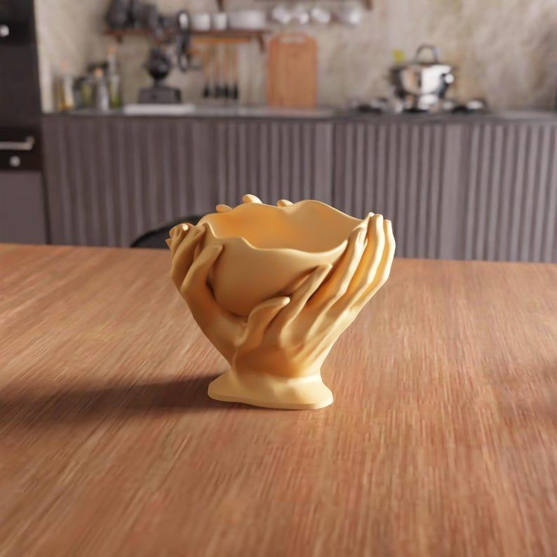 3D Hand Holding Planter STL File - Unique Gift for Her, Cute Desk Planter, Small 3D Printable Planter, Home Decor, Gift for Women
