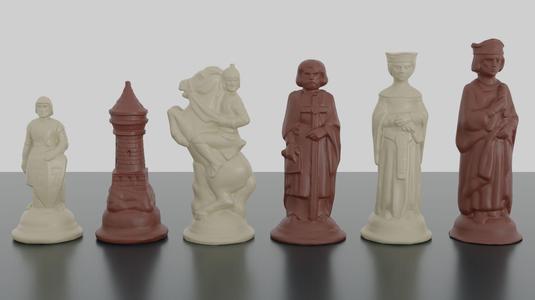 RENAISSANCE Chess Pieces OBJ 3MF blender