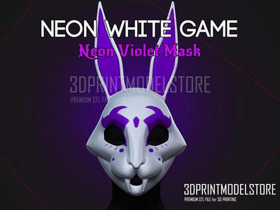 Neon White Cosplay Mask - Neon Violet - Japanese Kitsune