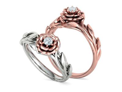 Leaves Floral Engagement Ring with 3mm stone setting