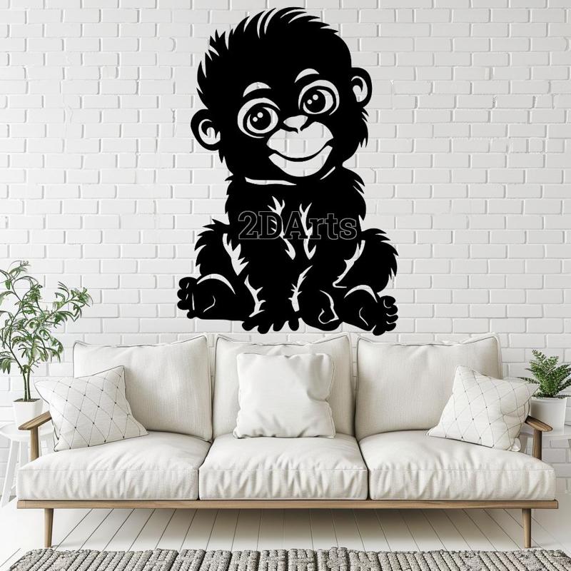 Baby Cartoon Monkeys 2D Wall Art/Window Art - Digital STL & SVG File for 3D Printing or Laser Cuttin
