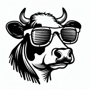 Cow in sunglasses line art