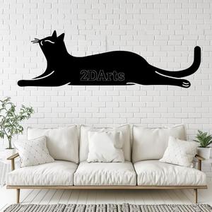 Cat Stretching 2D Wall Art/Window Art STL & SVG File for 3D Printing and Laser Cutting