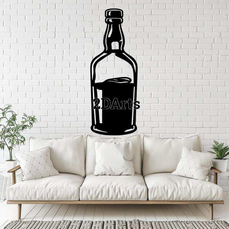 Whiskey Bottle 2D Wall Art/Window Art - Digital STL & SVG File for 3D Printing or Laser Cutting