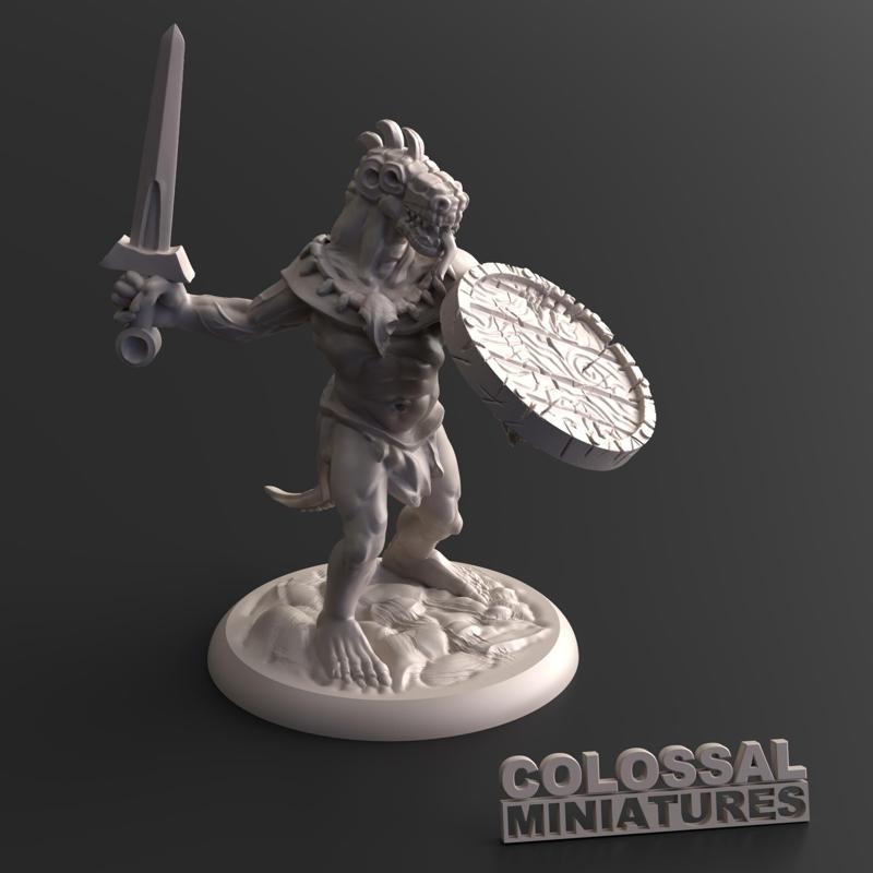 Lizardfolk Male with Sword and Shield B