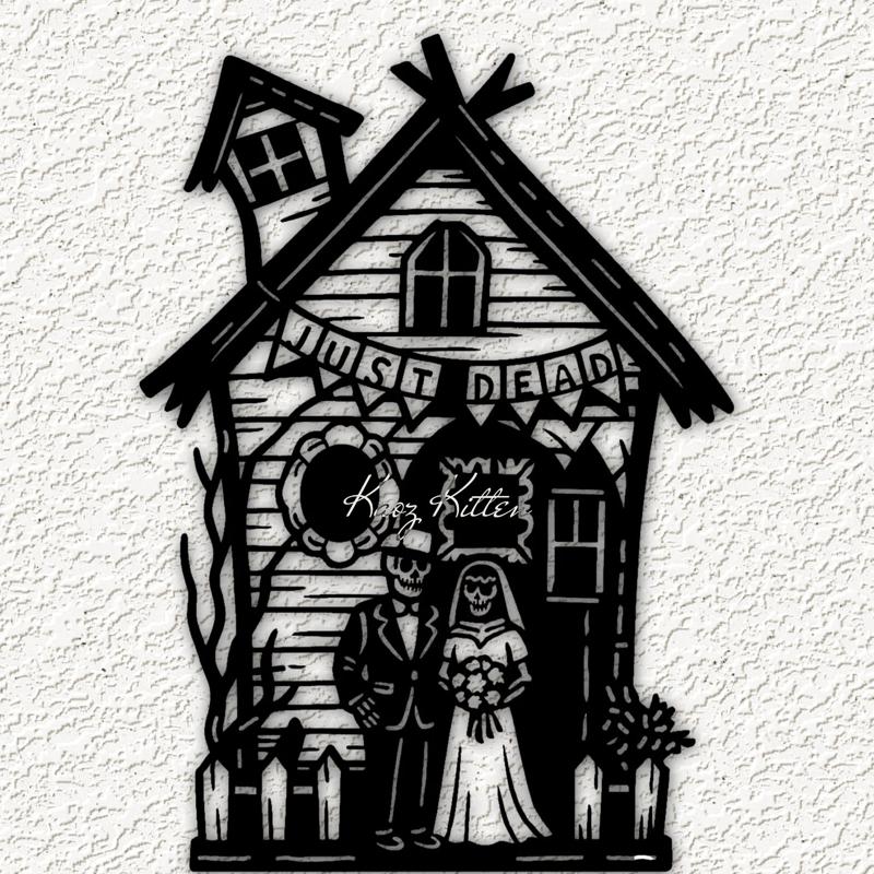 just married skeleton wall art home decor