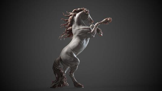 Rearing Friesian horse  - 3D Sculpting