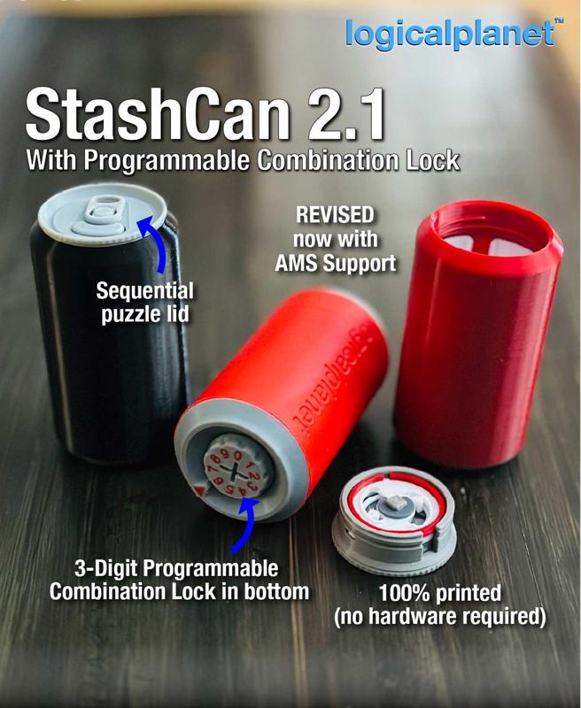 StashCan 2.1 - 3D Printed Secret Safe with Programmable Lock