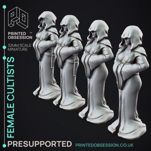 Female Cultists - 4 Models - PRESUPPORTED - Hell Hath no Fury - 32mm scale