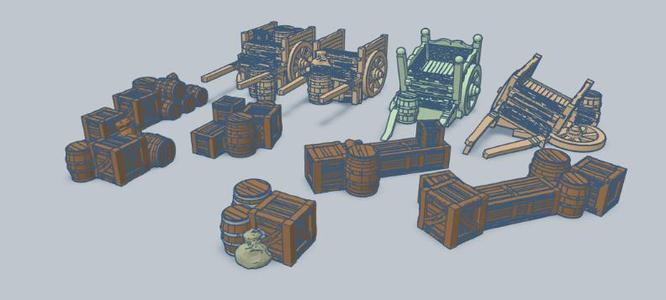 Crates, Barrels, and Wagons 10mm Scale