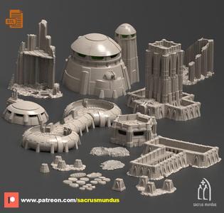 The War Zone. 3d Printing Designs Bundle. Gothic and Futuristic Fortress Bunker, Trenches and Ruins. Terrain and Scenery for Wargames
