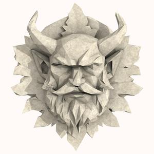 Green Man with Horns And A Beard, Low Poly