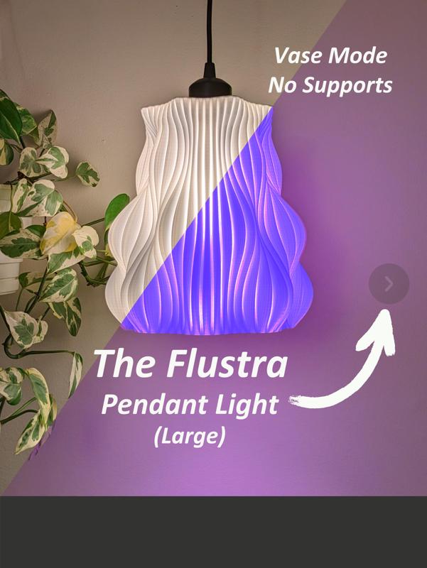 The Flustra - Vase Mode Pendant Light (Large), STL & Bambu 3MF
