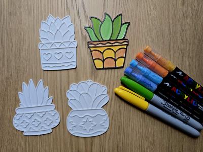 Cute Plant Pot DIY Coloring NO AMS Craft Fun