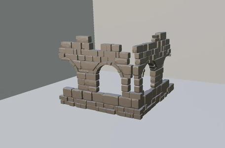Ruined corner wall #4 with multiple windows - wargaming terrain