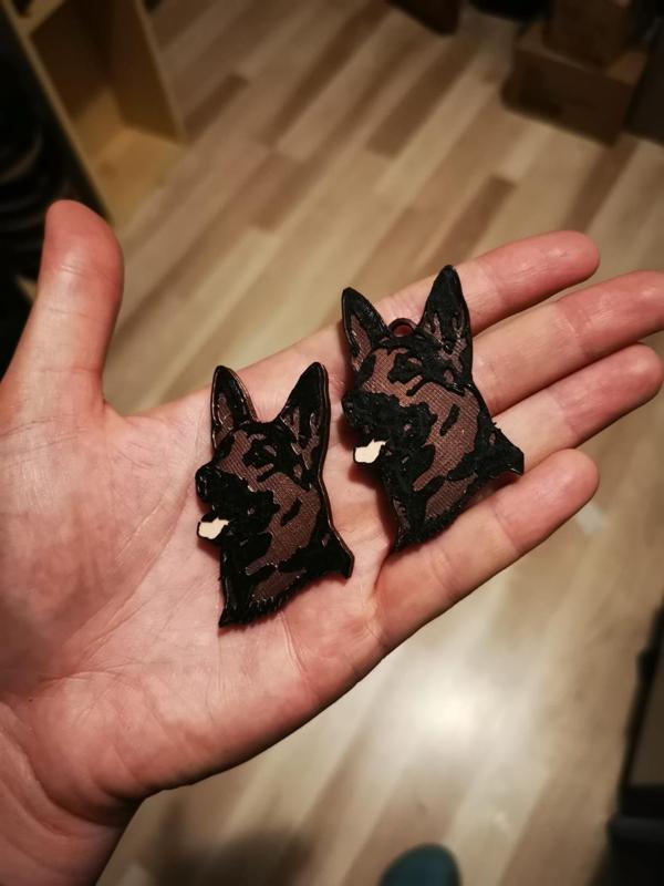 German shepherd keychain and magnet